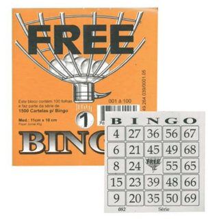 Bingo jornal FREE (Bloco C/ 1500 cartelas) em Oferta na Shopee