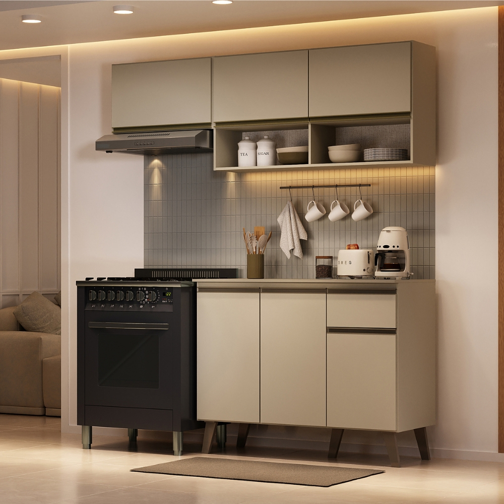 Armário de Cozinha Compacta Atlanta Petit Carraro Amêndoa - Home & Living