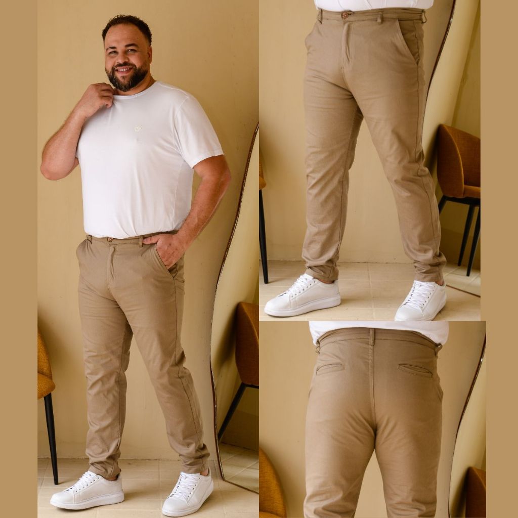 Calça Plus Size Masculina Sport Fino com Lycra Alta Qualidade tamanhos Especiais 50 52 54 56 em Oferta na Shopee