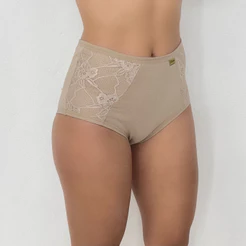 Kit Calçola Senhora Calcinha Algodão Conforto Cintura Alta Com Renda