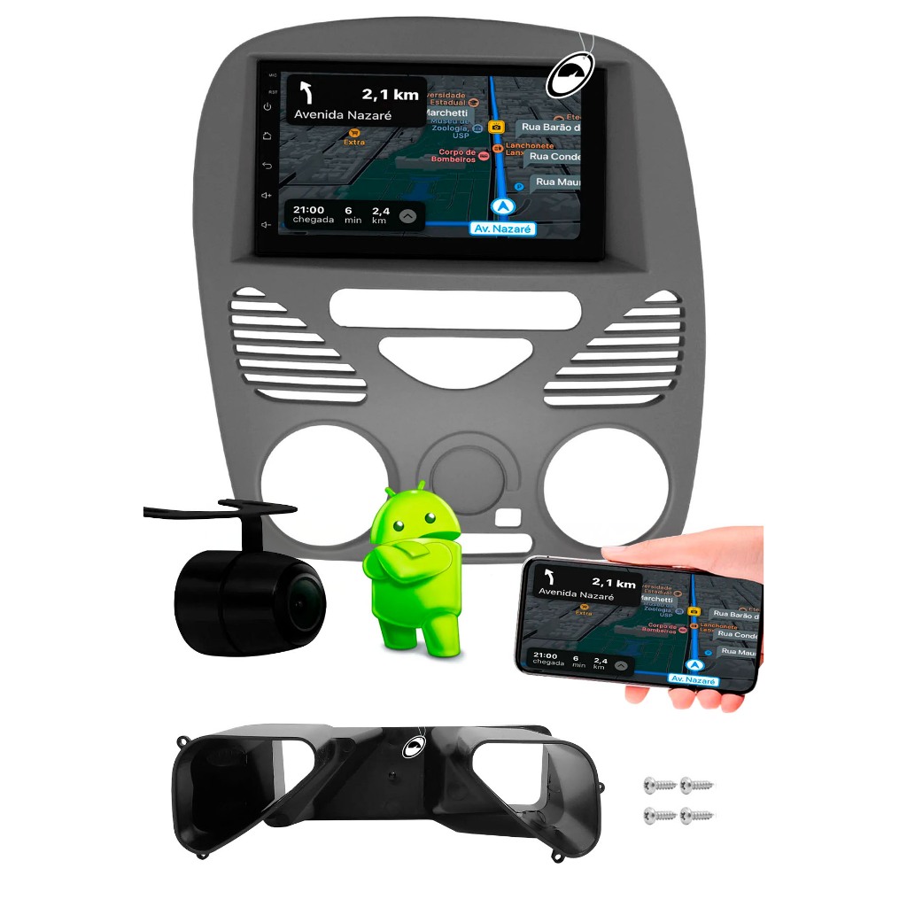 Multimidia 7" Polegadas Android Palio Fire G2 Siena Strada Weekend Sem Ar CarPlay Wi-Fi + Câmera Ré