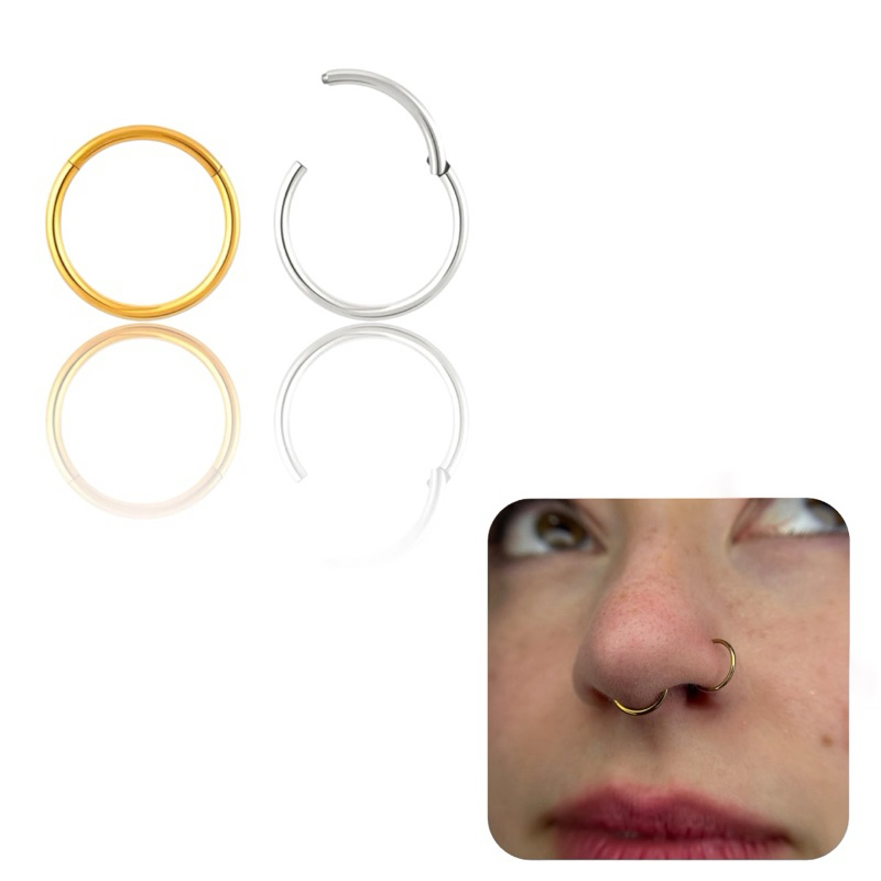 Piercing Nariz Argola Segmentada Click Fina - Aço Dourado