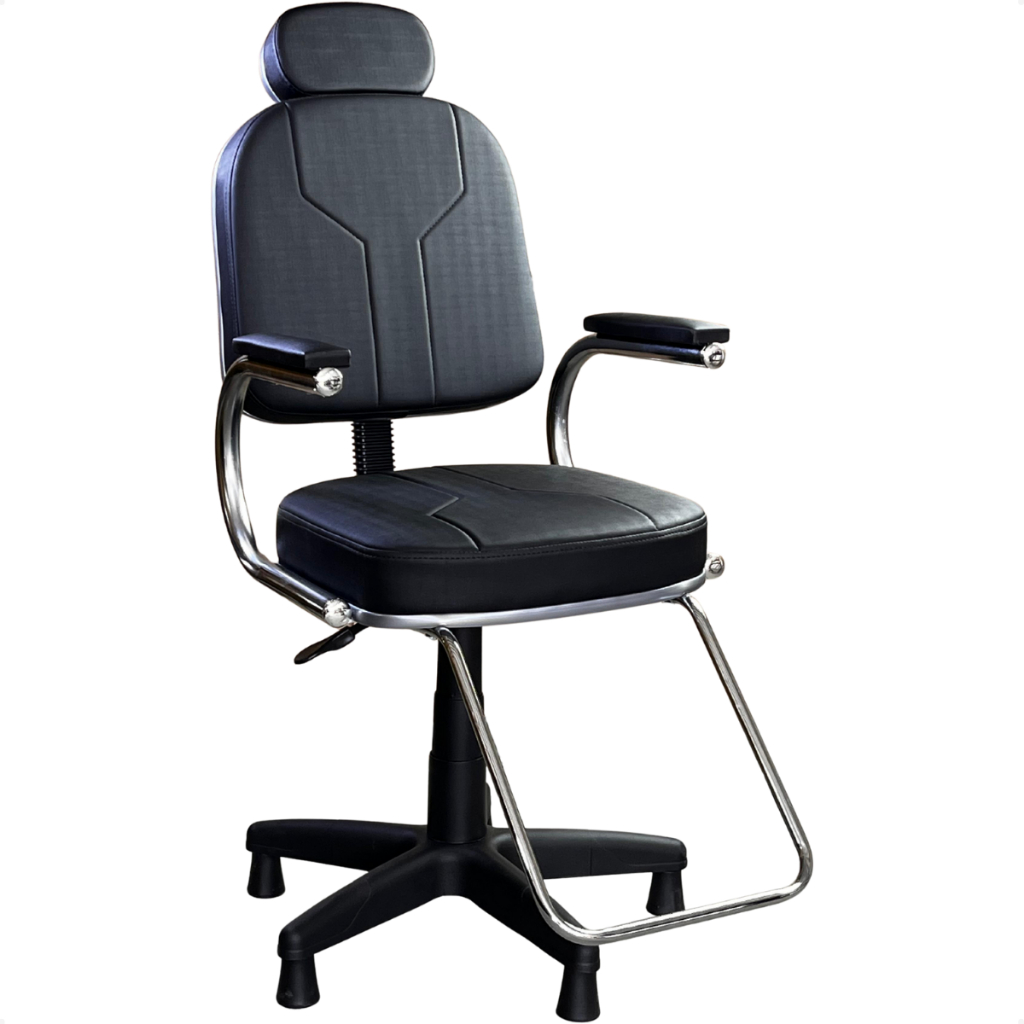 Cadeira Barbeiro Encosto Fixo Cabeleleiro Barbearia Salão Beleza Giratória Corte Cabelo Preta Shop.