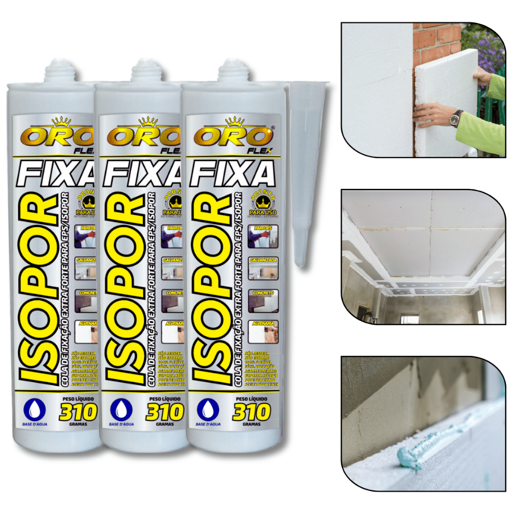 KIT 3 CARTUCHOS FIXA ISOPOR para redução de temperatura em Telhas Amianto, Zinco 310GR OROFLEX