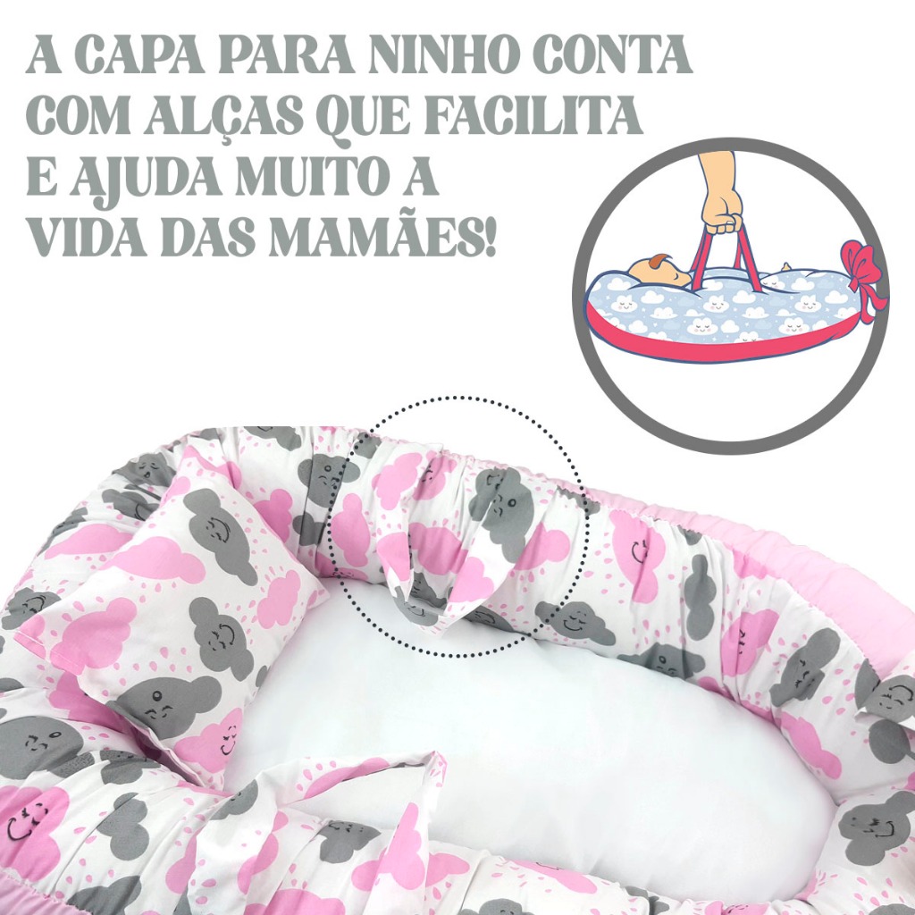 Capa Para Ninho Redutor de Berço Lindas Estampas Bebe Menino Menina