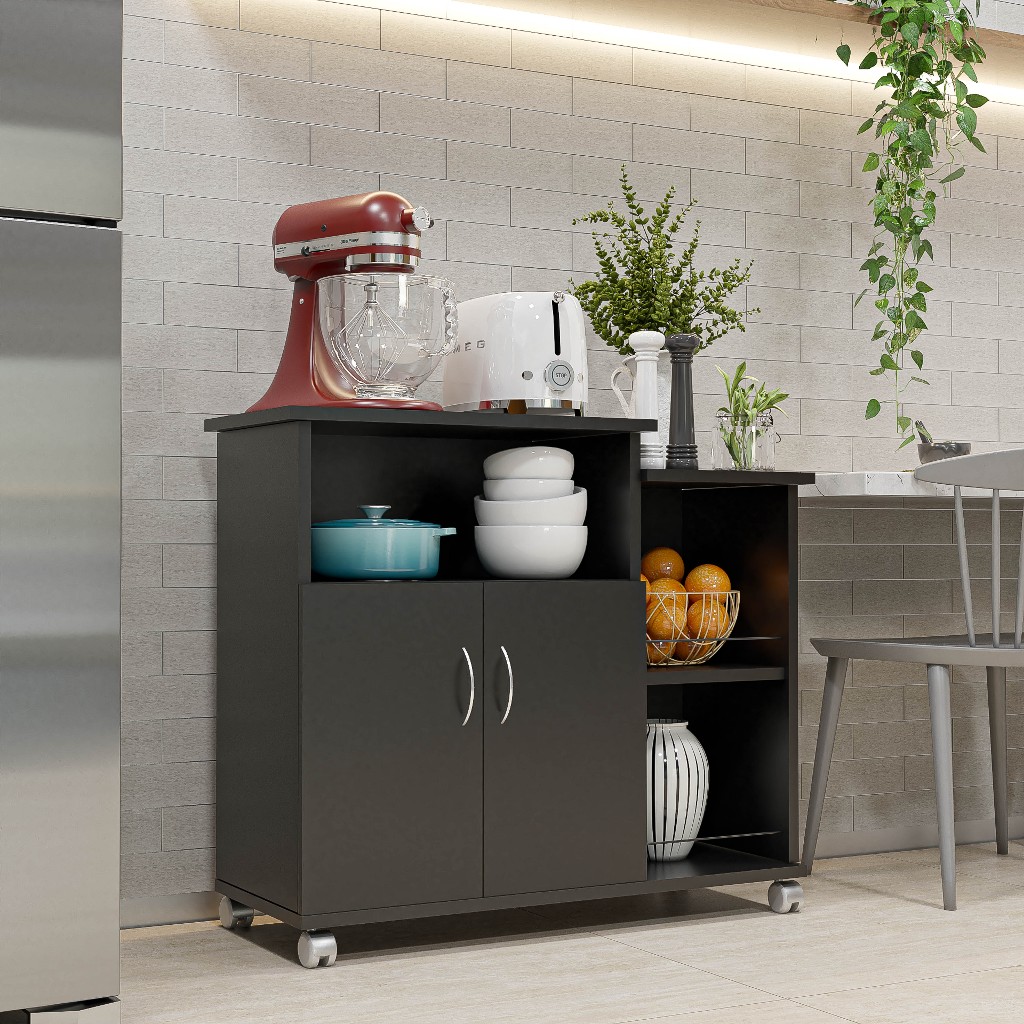 Balcão Fruteira Multiuso Cozinha Com Rodinhas Suporte Microondas - Móveis Bonatto em Oferta na Shopee
