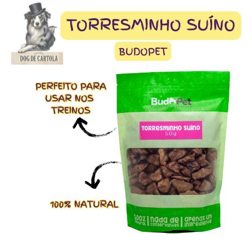 Petisco Desidratado Torresminho Suíno 50g 100% Natural Para Cães e Gatos - BudoPet
