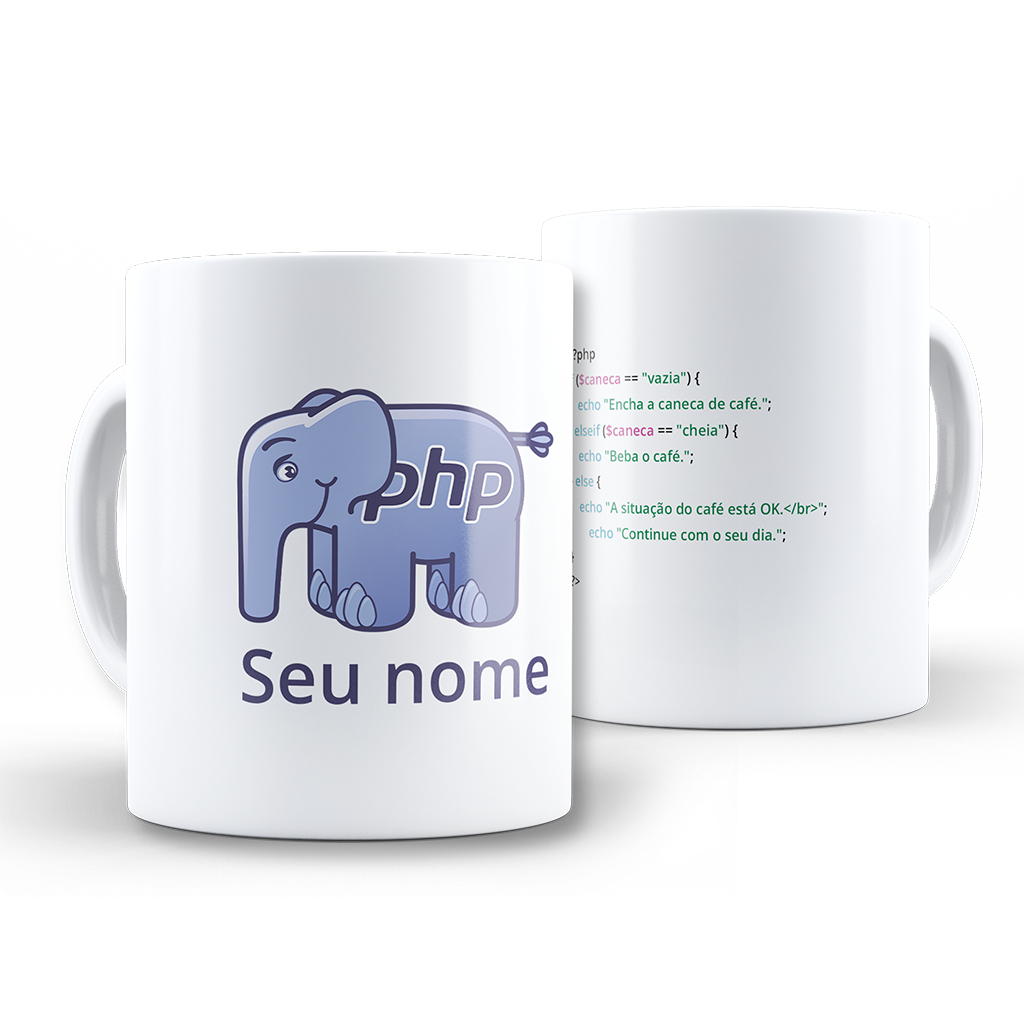 Caneca PHP Personalizada Com Nome - Programação, Programador, Código