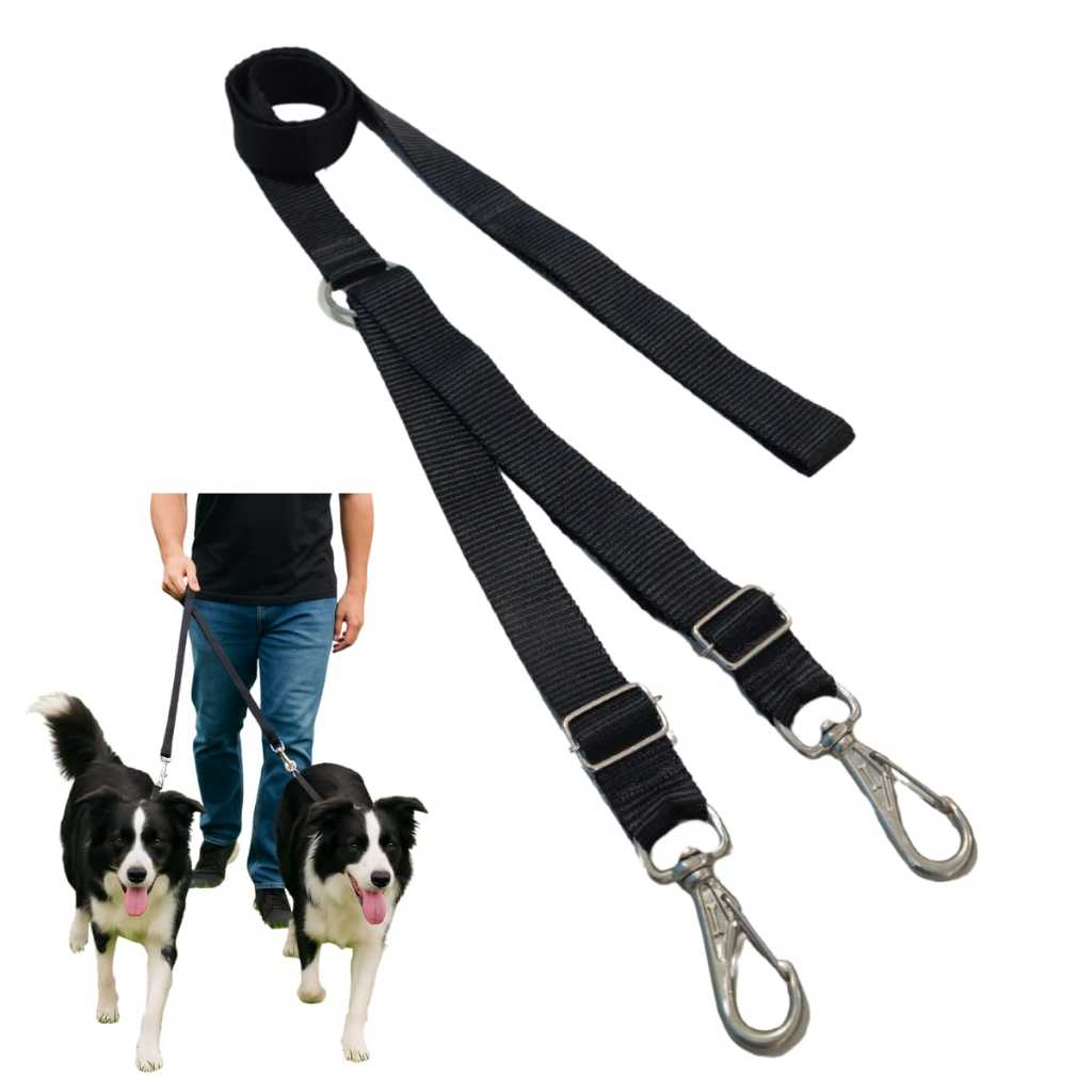 Guia Dupla Para Cachorro Passeio Anti-Embaraço Resistente e Regulável em Oferta na Shopee