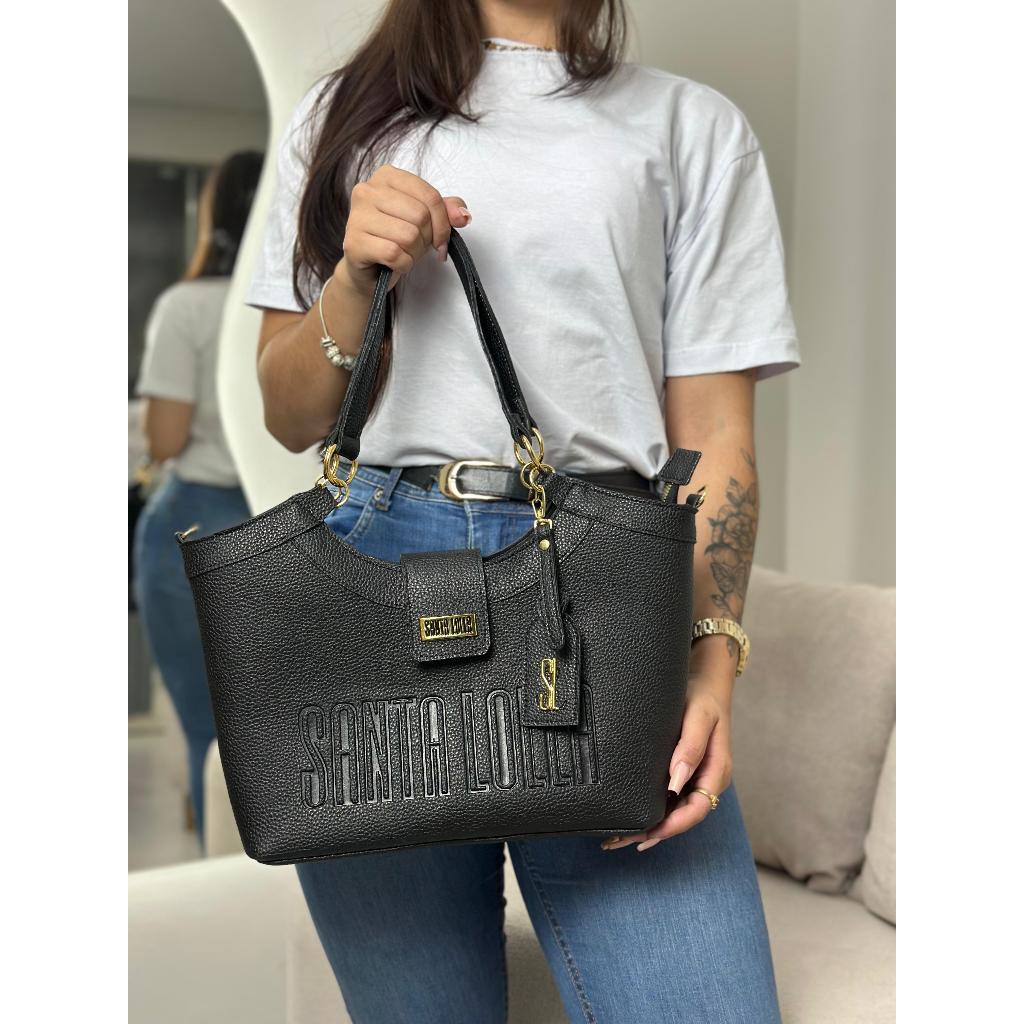 Bolsa feminina de mão com alça transversal removivel grande luxo com chaveiro lançamento