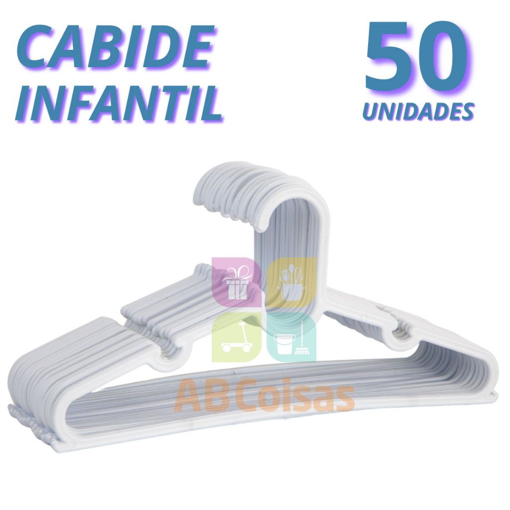 Kit 50 Cabide Infantil Bebe Branco Cabides Baby Plástico Reforçado em Oferta na Shopee