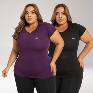 Kit 2 Camisa Academia Feminina Plus Size G1 G2 G3 Dry Fit Manga Curta Camiseta Caminhada Musculação em Oferta na Shopee