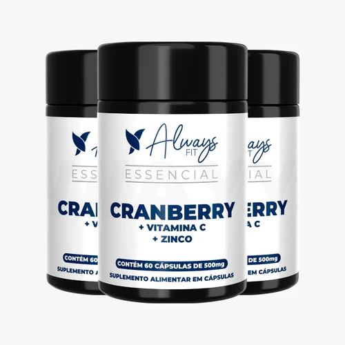 Cranberry com Vit. C e Zinco em Cápsulas - 60 Cápsulas - 3 Unidades