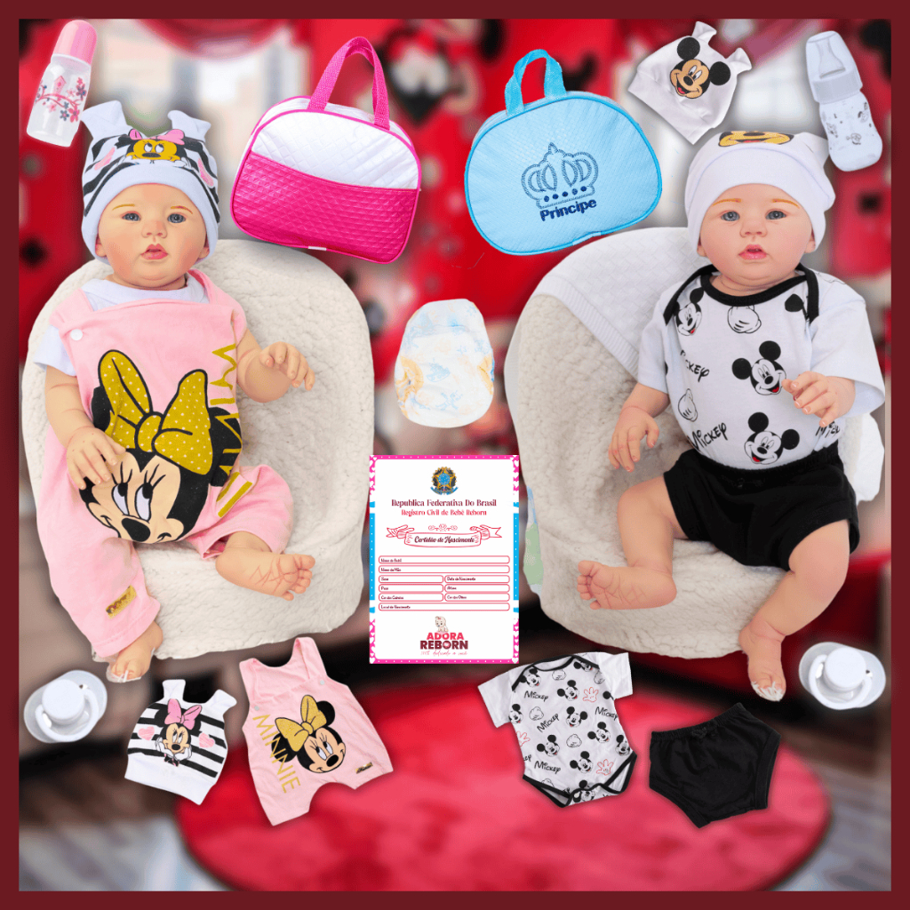 Gêmeos Bebê Reborn Boneca Realista Abigail Menina e Menino Silicone Bolsa Maternidade - Mom & Baby