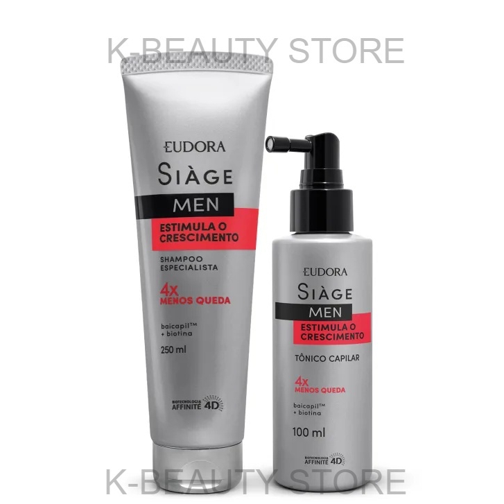 Kit Eudora Siàge Men Estimula o Crescimento: Tônico 100ml + Shampoo 250ml