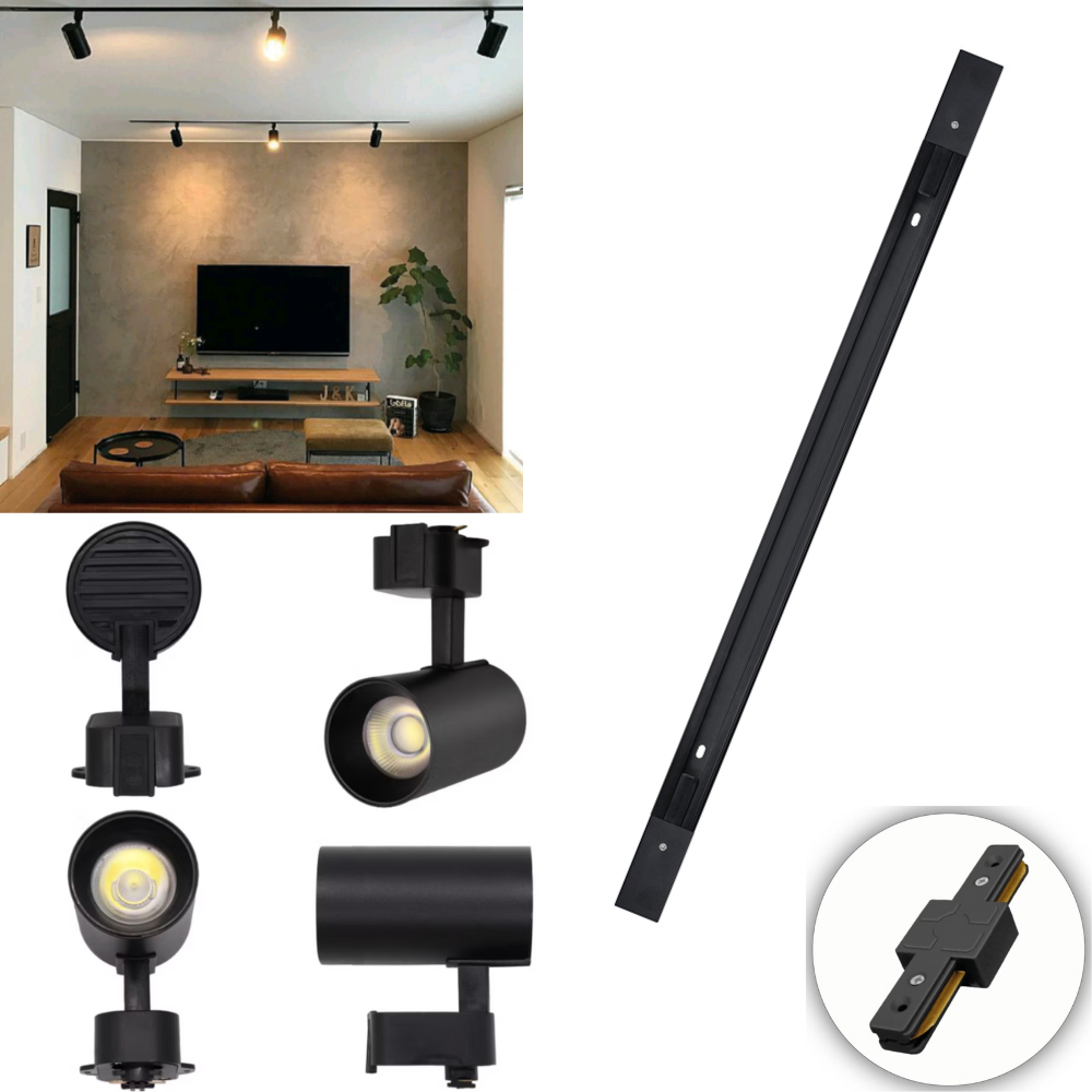 Promoção Kit trilho eletrificado 1,5m + spots LED 7w ou 10W bivolt sobrepor Casa/Escritório/Comércio em Oferta na Shopee