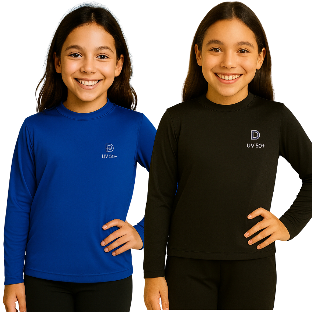 Kit 2 Blusa Térmica Infantil Com Proteção UV Camiseta Manga Longa Blusa com Proteção de Raio Solares