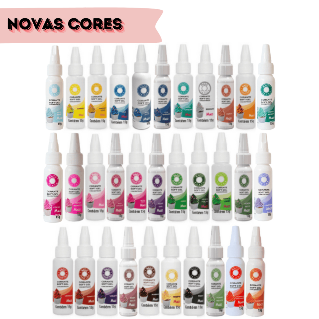 Corante Alimentício 15g Soft Gel Mago Confeitaria Bolos Chantilly - Diversas Cores!!