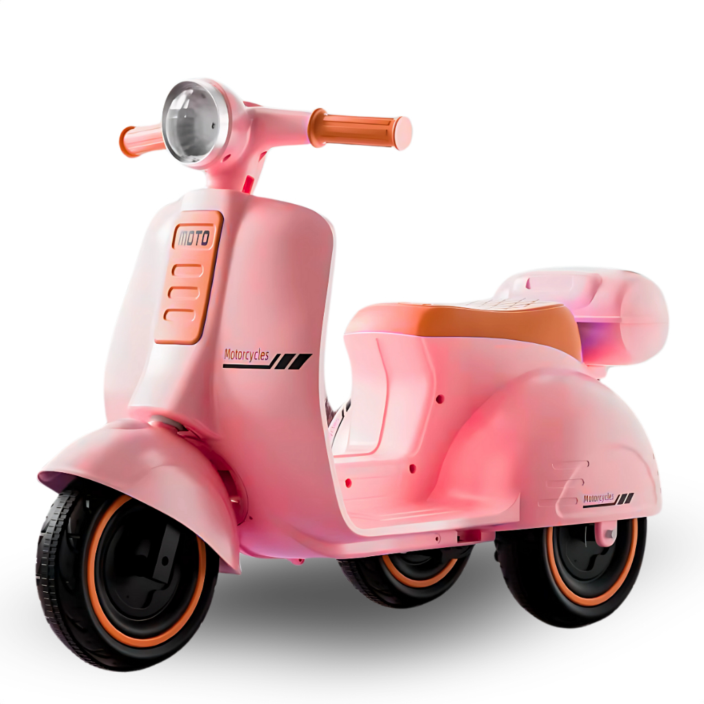 Mini Moto Elétrica Infantil 6V Scooter Retrô com Luz e Som Brinq Kids