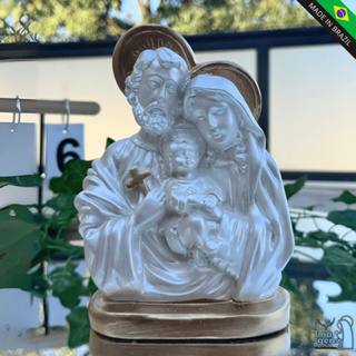 ✨Sagrada Família 18 cm em gesso – artesanal, acabamento perolado, perfeita para decorar com fé.🙏🏻 em Oferta na Shopee