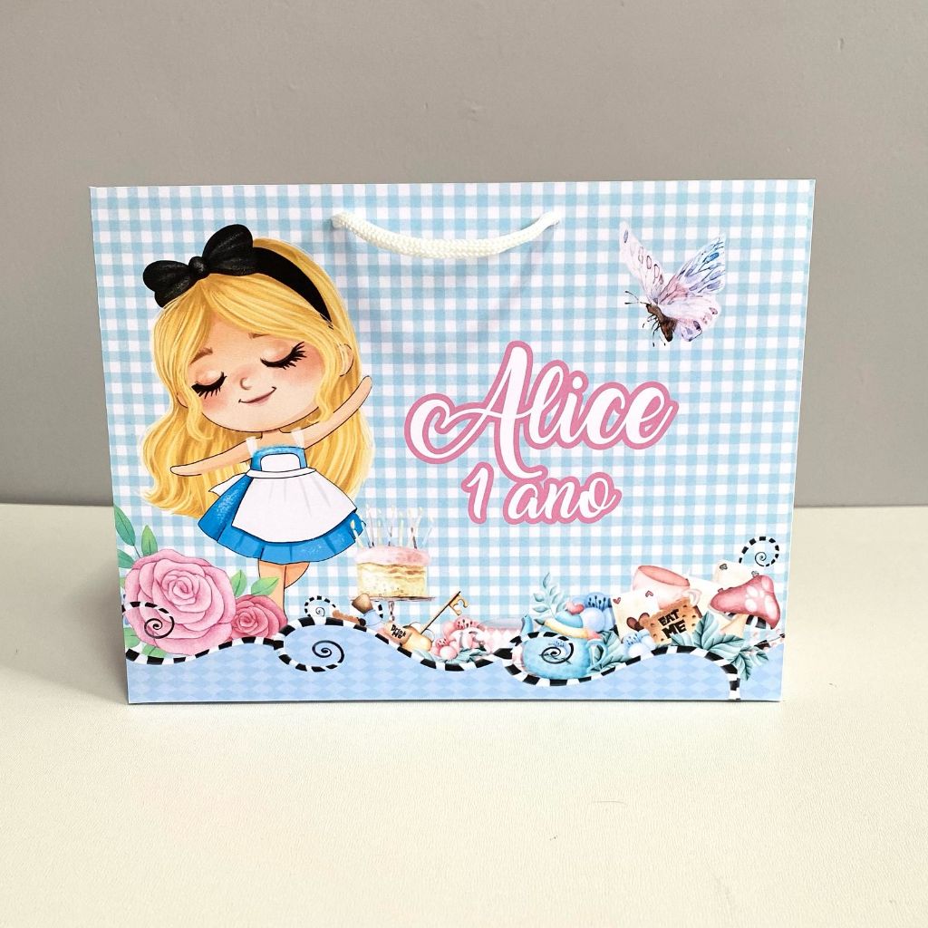 Sacolinha Personalizada Alice no Pais das Maravilhas - Pegue e Monte - Lembracinha Alice