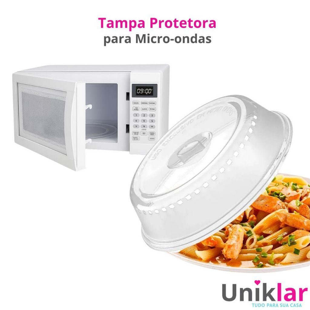 Tampa Protetora Para Microondas Plástica Transparente 26x26cm em Oferta na Shopee