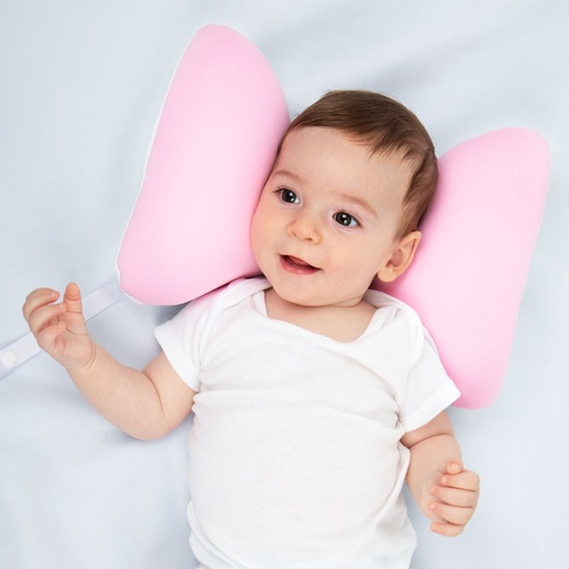 Suporte para Cabeça e Protetor de Pescoço Infantil Borboleta Baby Pil Rosa