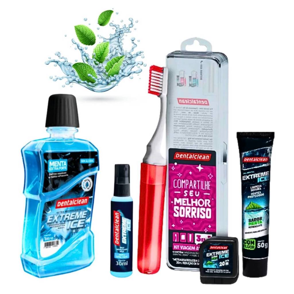 Escova de Dente Gel Dental Fio Dental Extreme Ice Kit Estojo Saúde Bucal Adulto Enxaguante Viagem
