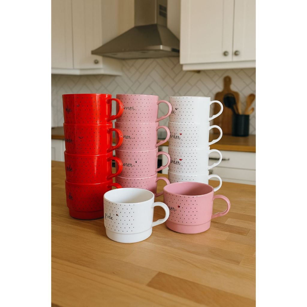 Conjunto  4 Unidades Xicaras Acrílicas  Café Chá 210ml Estampada Frases Motivacional  Cores Pedreira Utilidades