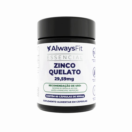 Zinco Quelato (Bisglicinato) - 29,59mg - 60 Cápsulas - 1 Unidade