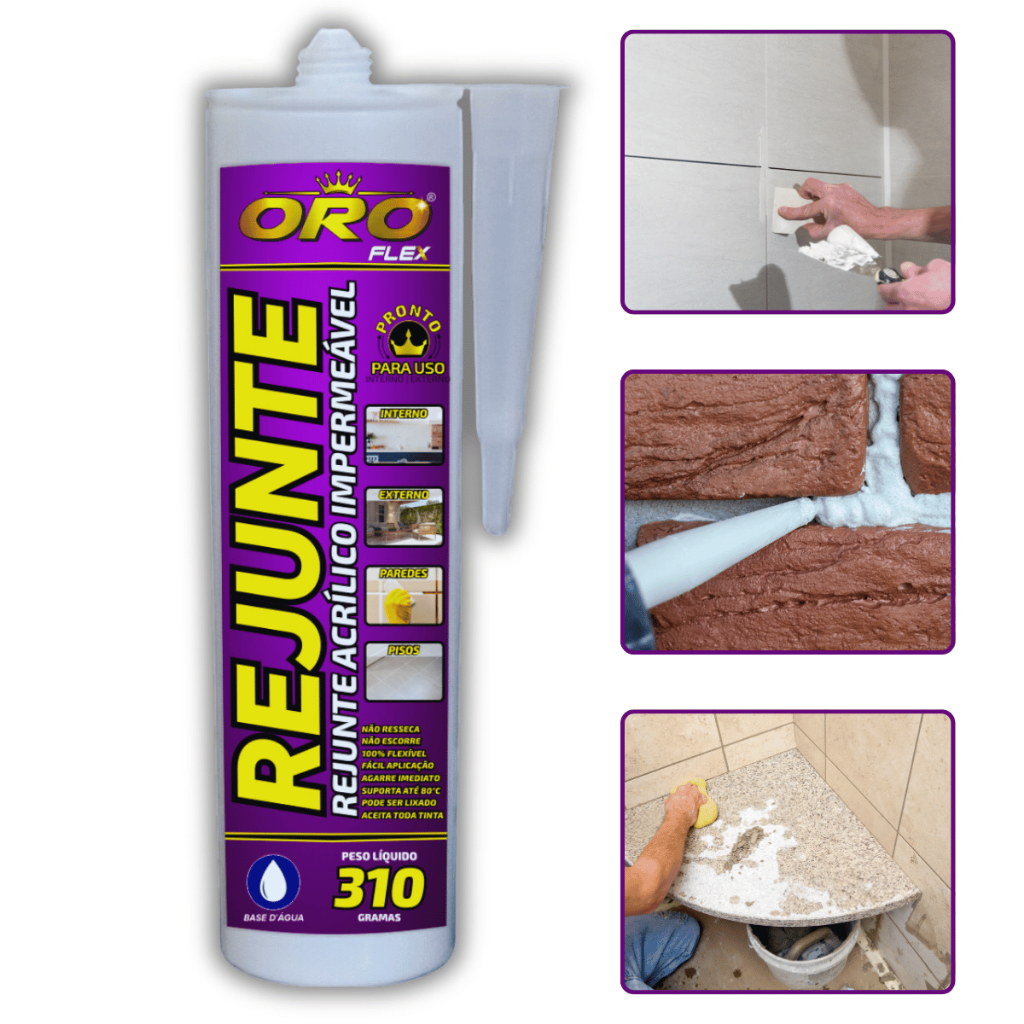 REJUNTE impermeável p/ banheiro, pias, ralos, vedação limpa perfeito acabamento 310GR BRANCO OROFLEX