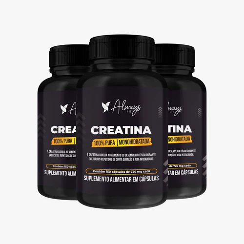 Creatina Monohidratada Always Fit 100% Pura - 150 Cápsulas - 3 Unidades