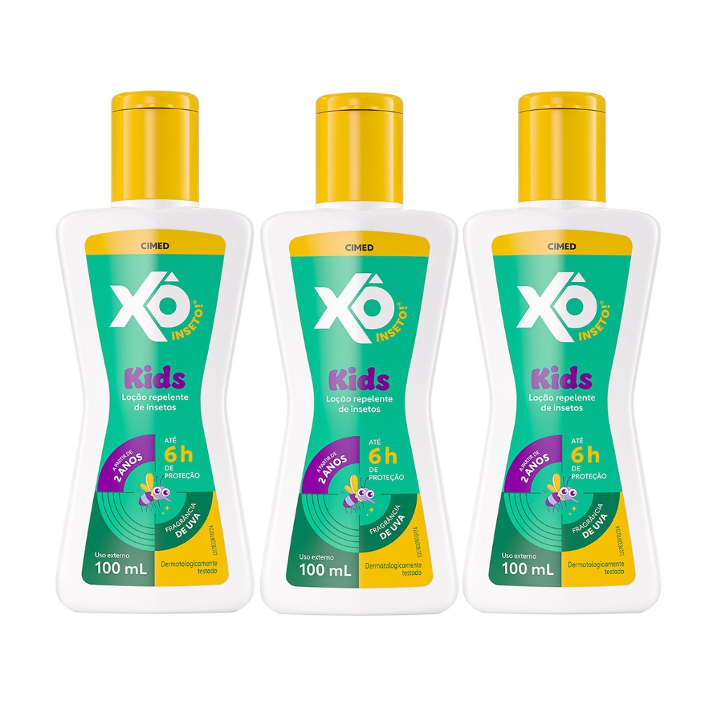 Xô Inseto Kids Loção 100ml - Kit c/ 3 unid em Oferta na Shopee