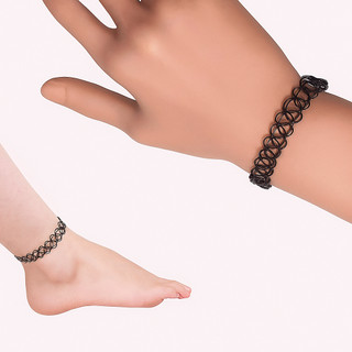 Kit 60 Peças Pulseira Choker Tattoo | Nylon Preto | Estilo Retrô e Versátil