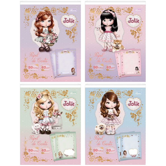 Bloco Papel De Carta Decorado Jolie 50fls 63g/m² - Tilibra Rosa