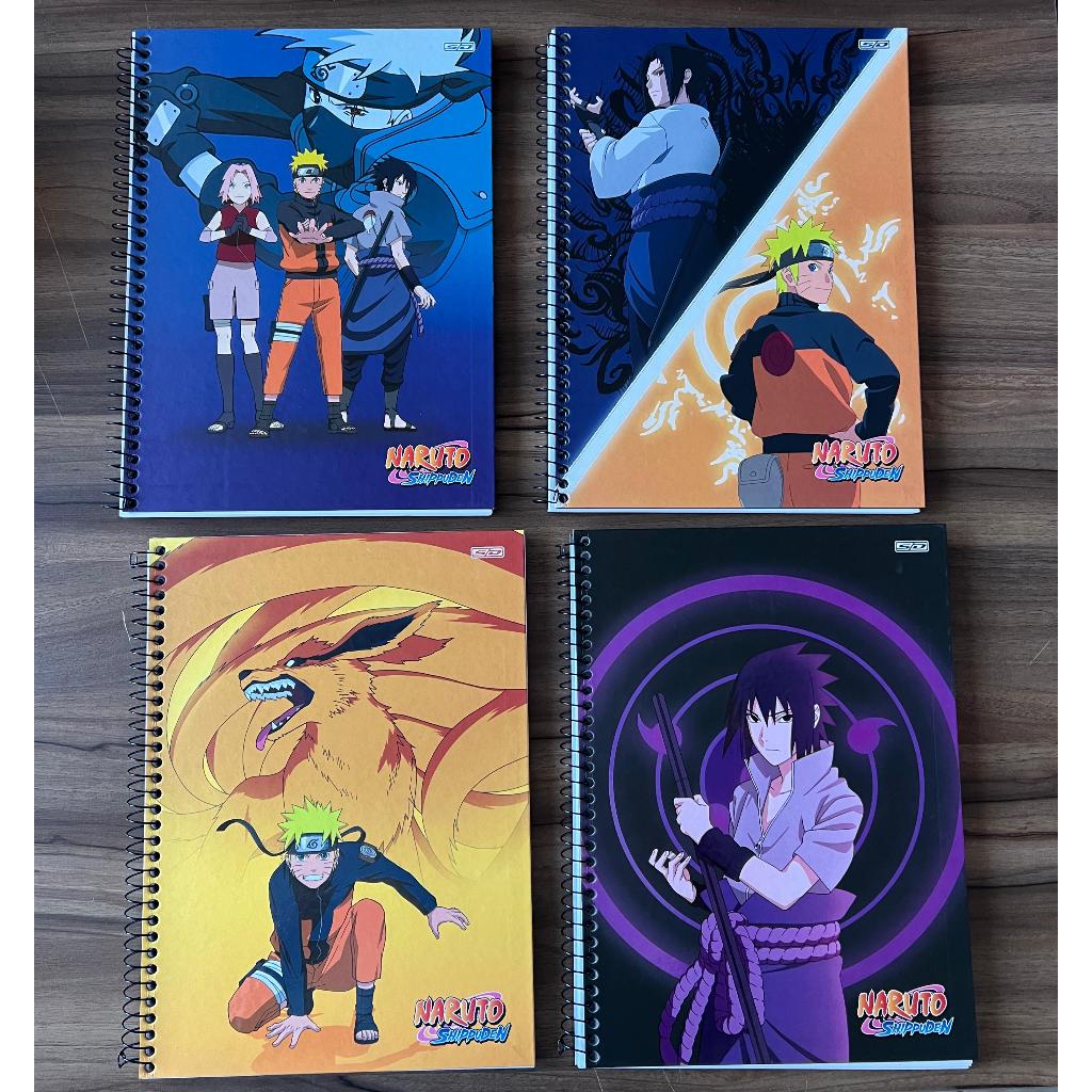 Kit 4 Cadernos 10 Matérias Universitário Naruto Shippuden 160 Folhas c/adesivos Animativa SD