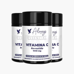Vitamina C Revestida (Microencapsulada) - 1000mg - 60 Cápsulas - 3 Unidades