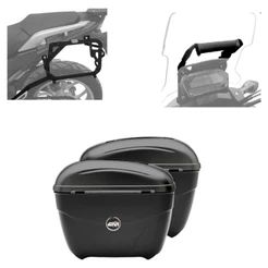 suporte lateral Scam + suporte GPS + Par de bau 21 Litros Givi E21N - Honda NC 750X 2016 a 2021