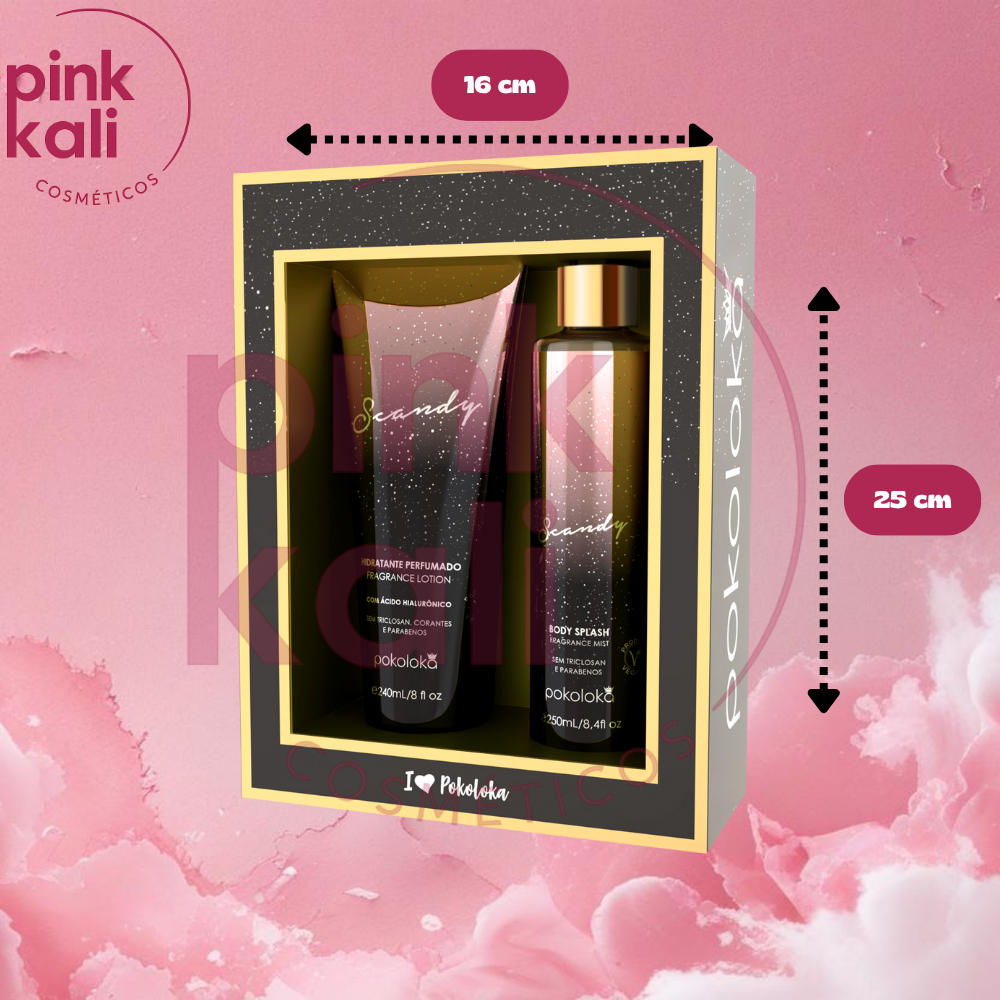 Kit Pokoloka "SCANDY" Creme Hidratante 240ml + Desodorante Corporal Body Splash 250ml CREME NA CAIXA