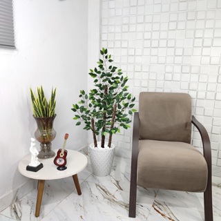 Planta Artificial Fícus Verde Benjamina Vaso Decoração Sala em Oferta na Shopee