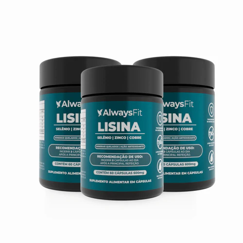 L-Lisina Composta - Lisina, Vitamina C, Zinco, Selênio e Cobre - 60 caps - 3 unidades
