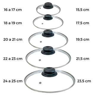 TAMPA DE VIDRO TEMPERADO AVULSA Nª 10 12 14 16 18 20 22 24 26 28 30 CM PANELA FRIGIDEIRA POMEL PRETO em Oferta na Shopee