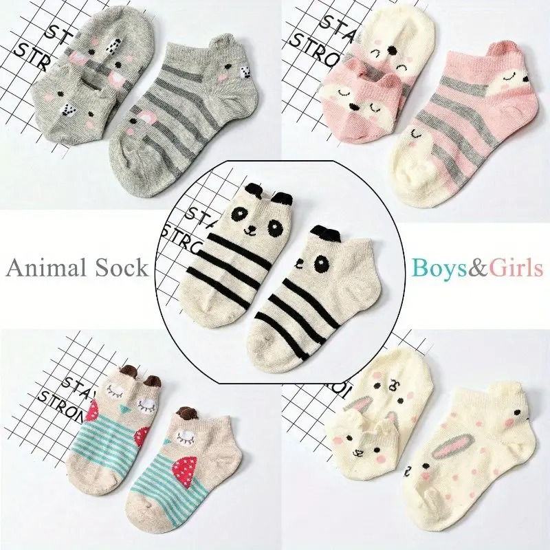 Kit 3 ou 6 Pares Meia Cano Curto Menina e Menino Infantil Bichinhos Com Orelhinhas Algodão Conforto