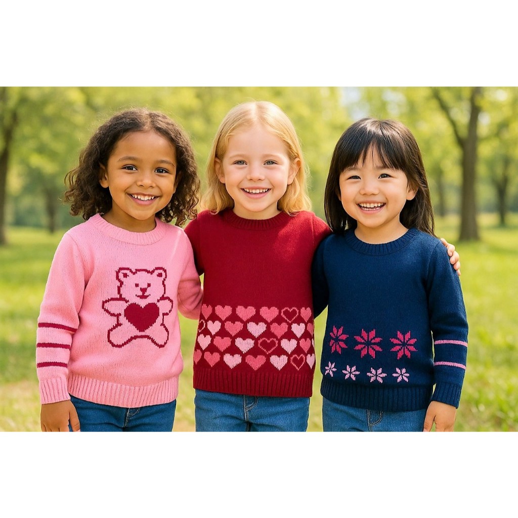 Kit 3 Blusa Suéterer Lã Premium Femenino e Masculino de 6 meses à 3 aninhos Tamanhos 1, 2 e 3