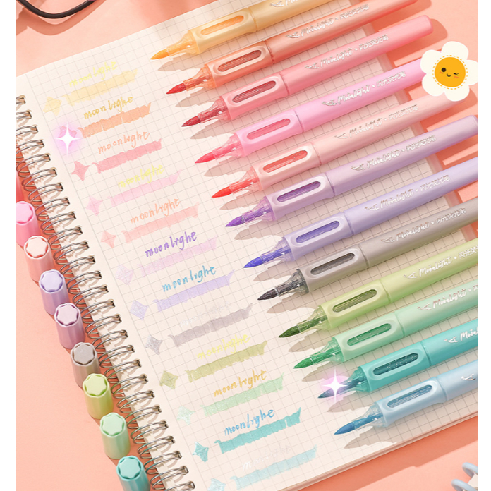 4 Pcs Marca -texto Fluorescência Ponta Mole Cores Vivas Para Escritorio Escola