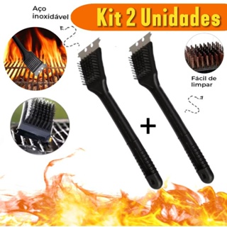 Escova Para Limpar Grelha Churrasqueira Aço Inox Com Lâmina Raspadora em Oferta na Shopee