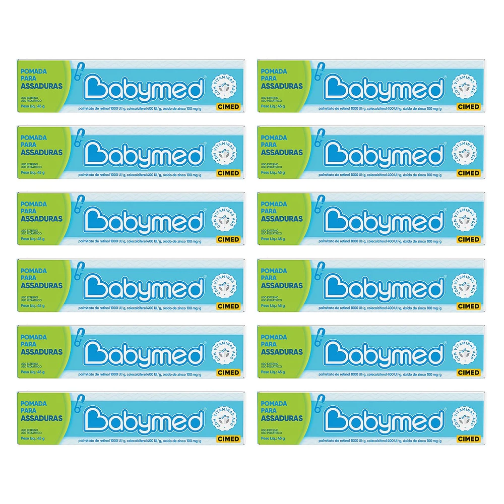 KIT com 12 Unidades Cremes Para Prevenção De Assaduras Babymed Azul 45gr