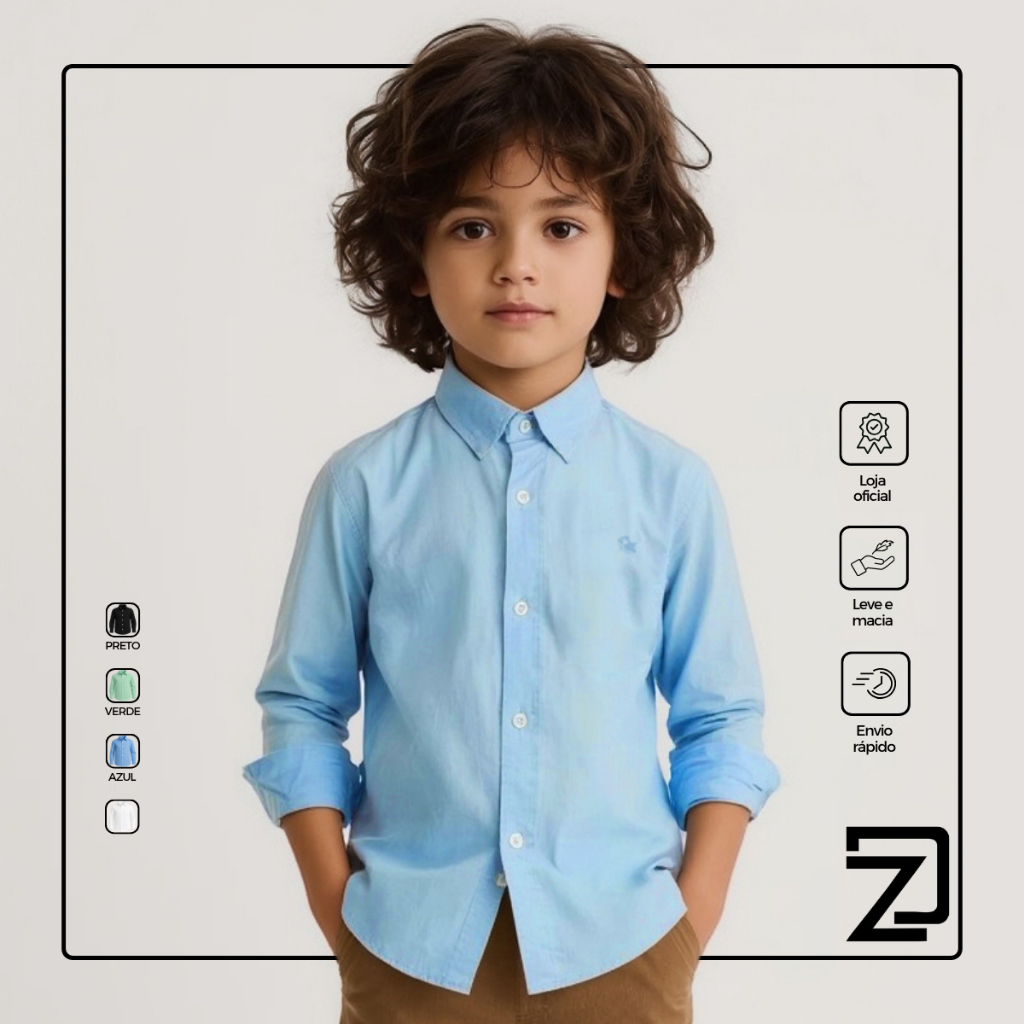 Camisa Infantil Social Manga Longa Menino Masculino - Baby & Kids Fashion