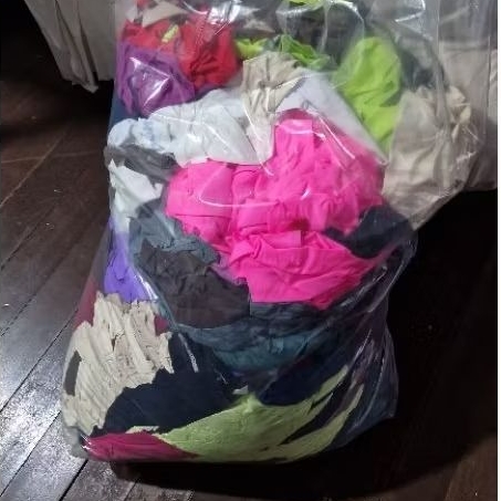 Pacote de Retalhos Diversos/Pequenos e tiras - 5kg  Suplex,Poliamida,laycra e microfibra e poliéster.