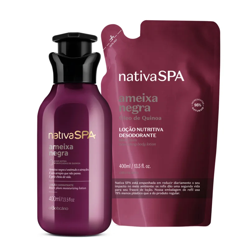 GRÁTIS REFIL Combo Nativa SPA: Loção Firmadora Corporal 400ml + Refil 400ml O Boticario ORIGINAL